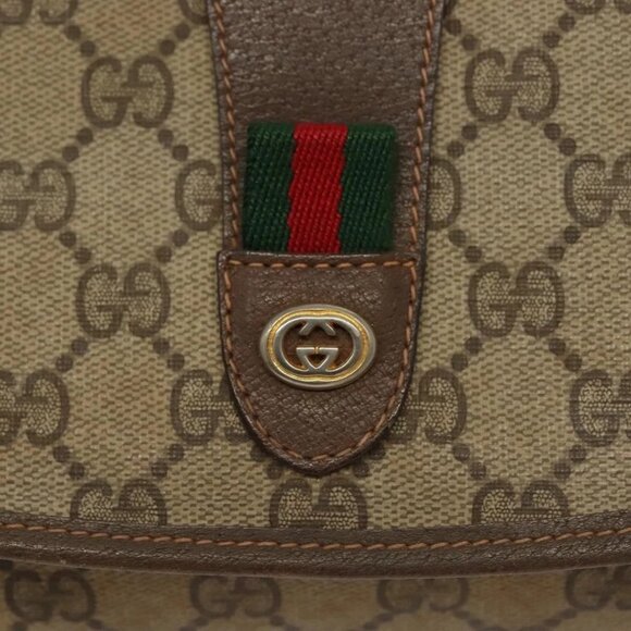 GUCCI GG Supreme Web Sherry Line Clutch Bag PVC Beige 156 01 031 Auth 139574 - Picture 9 of 16